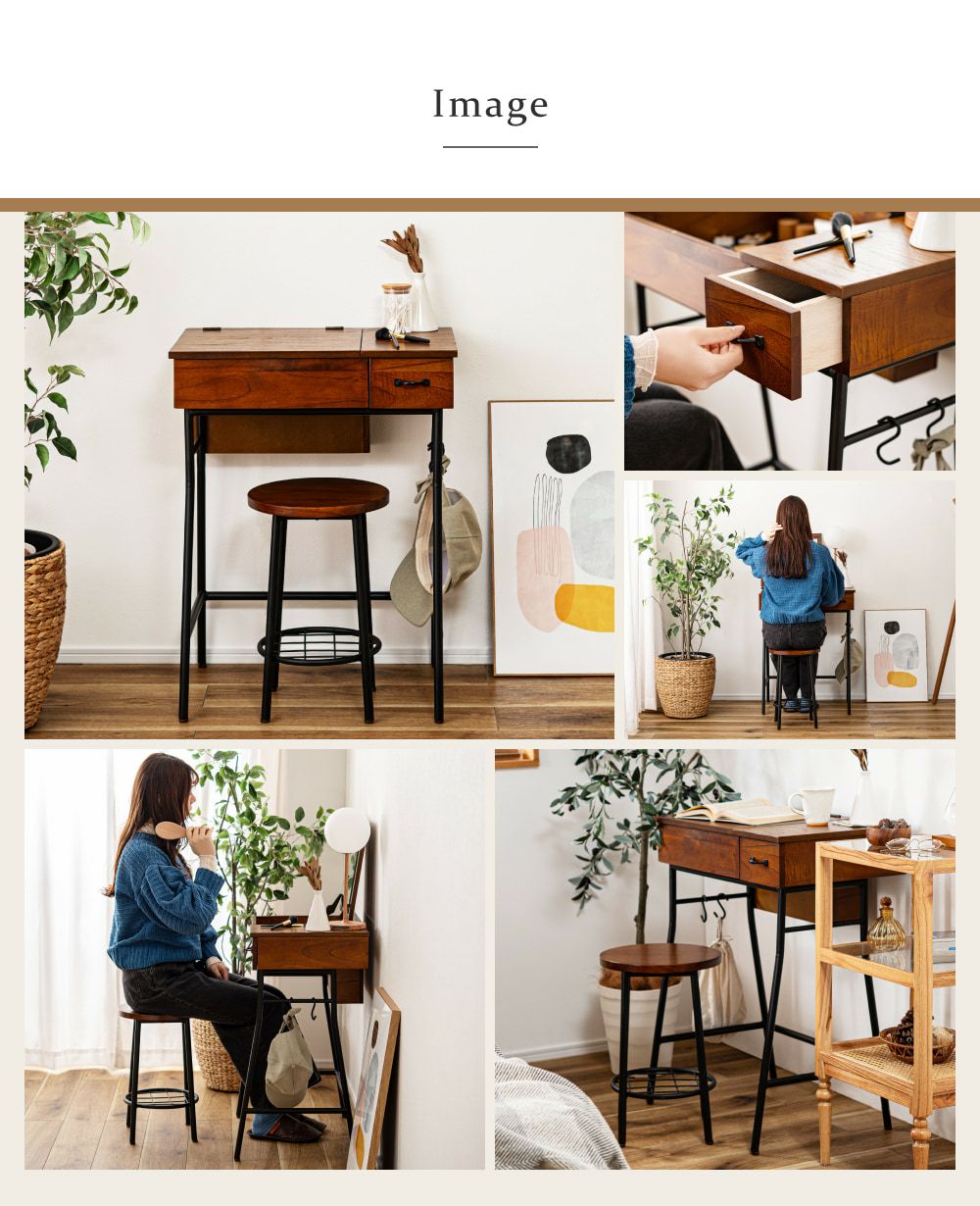 ドレッサー 2点セット 幅60cm 鏡台 スツール付 椅子 セット チェア