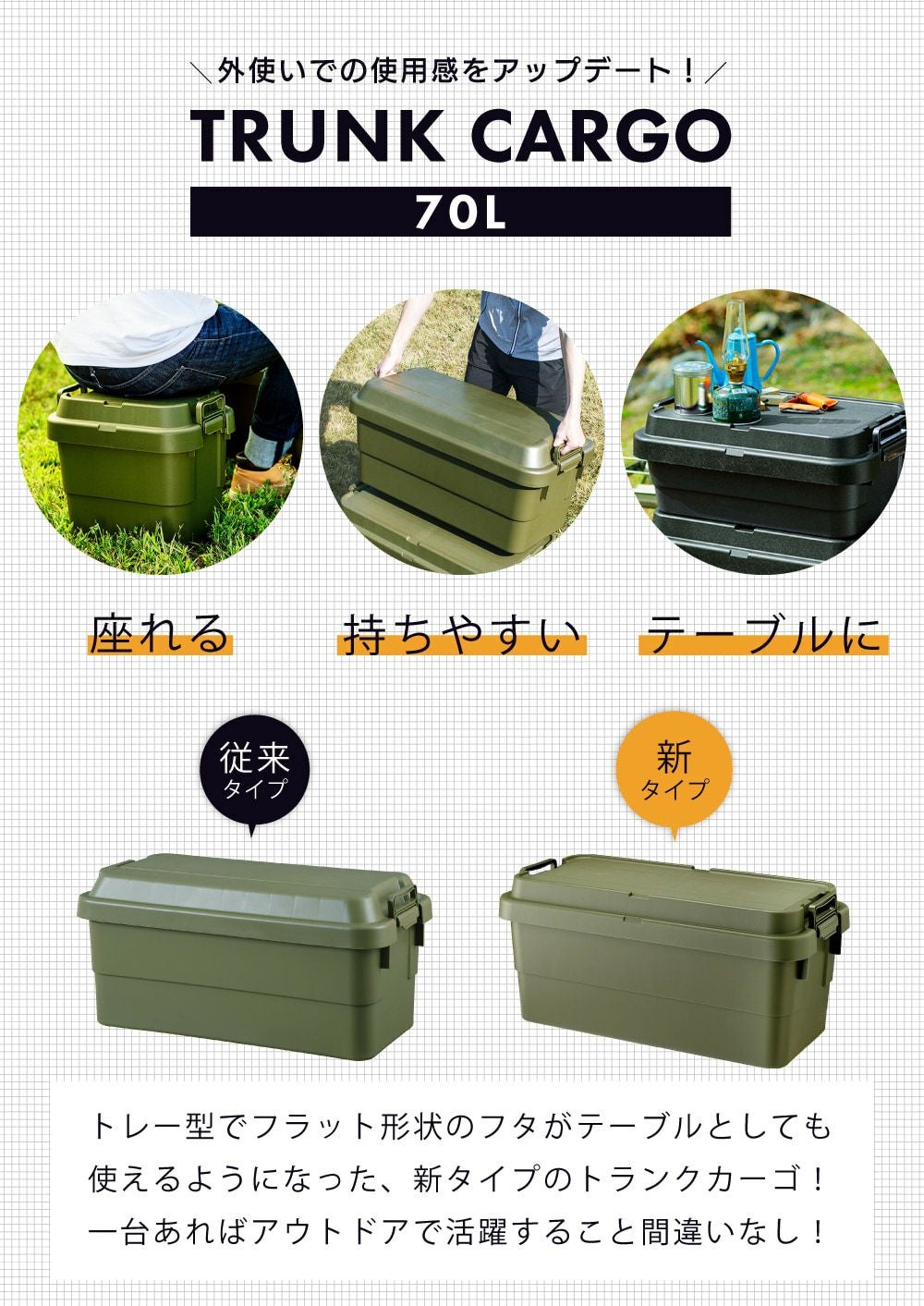 トランクカーゴ 70L 深型 スタッキング可｜TRUNK CARGO | AZUMAYA