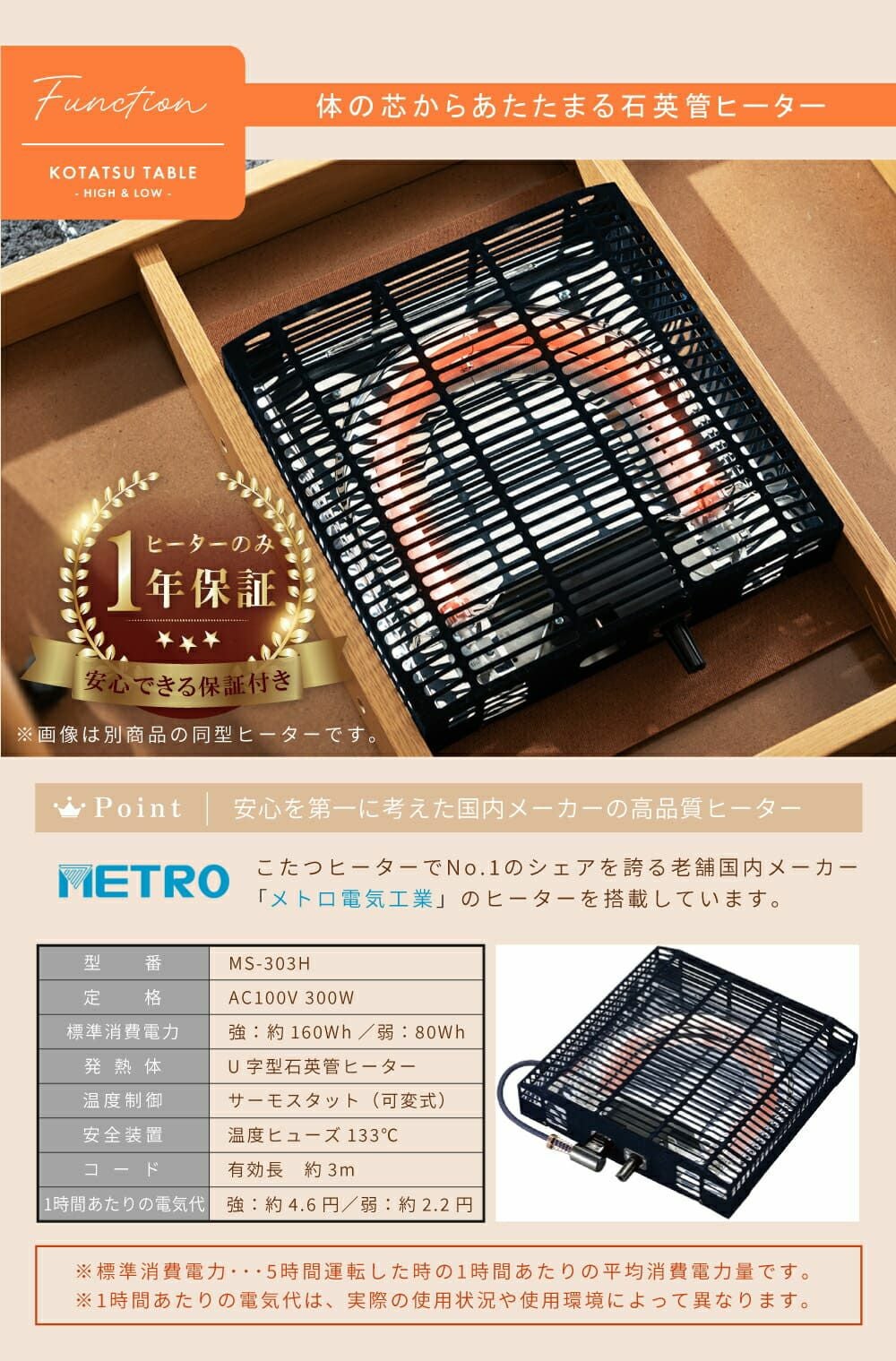 こたつ こたつテーブル 円形 リバーシブル 84.5×84.5cm 天然木
