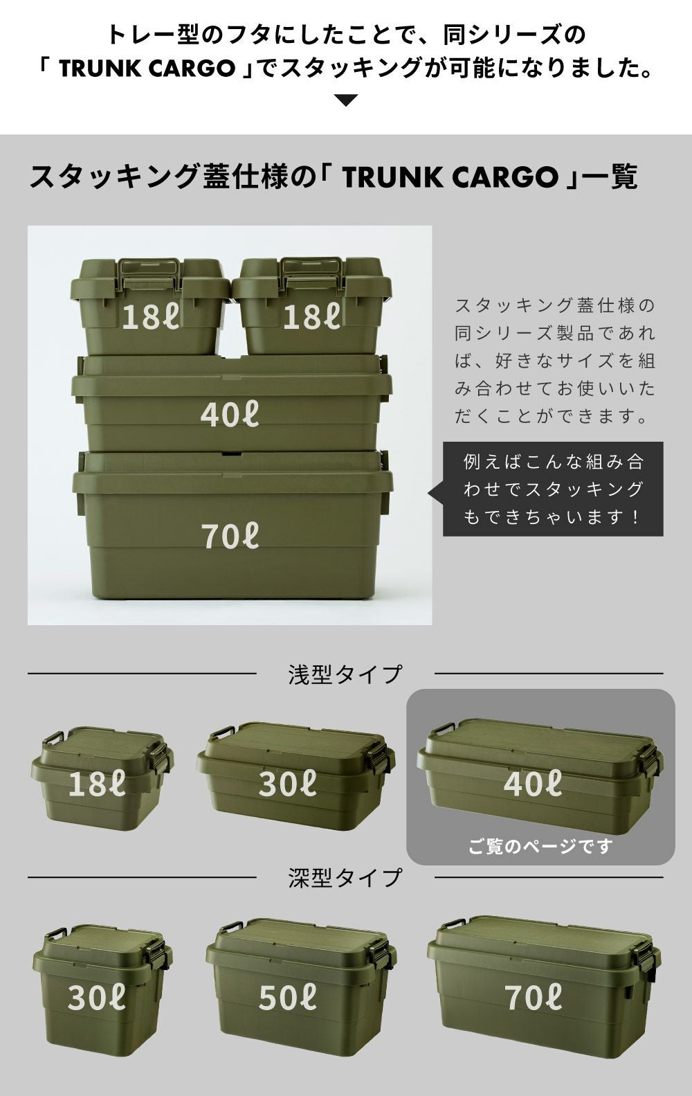 トランクカーゴ 40L 浅型 スタッキング可｜TRUNK CARGO | AZUMAYA