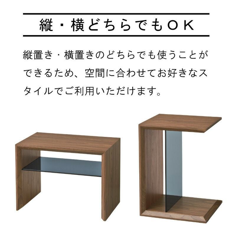 サイドテーブル 2WAY 収納棚 ガラス ナイトテーブル 完成品 棚付き 高