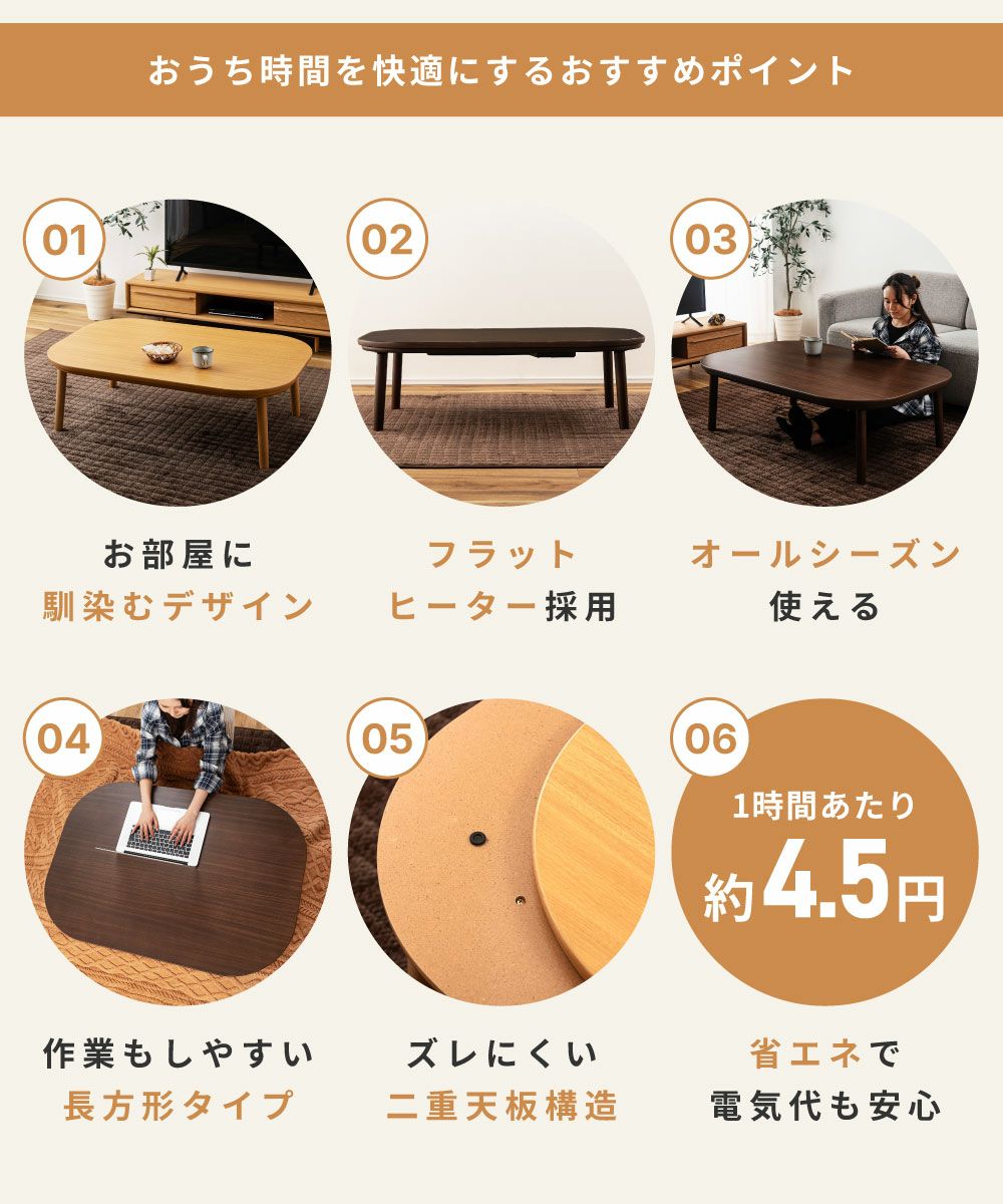 こたつ こたつテーブル 幅120cm 4人 コタツ ローテーブル リビング