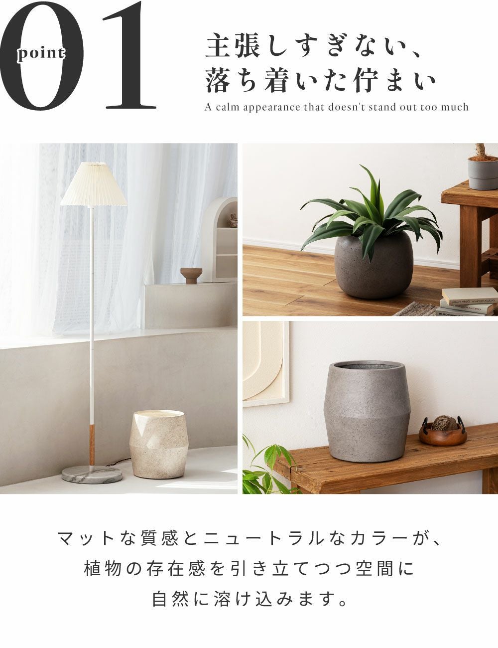 プランター 2種類 植木鉢 マグネシウムプランター 石風 丸型 丸い 完成