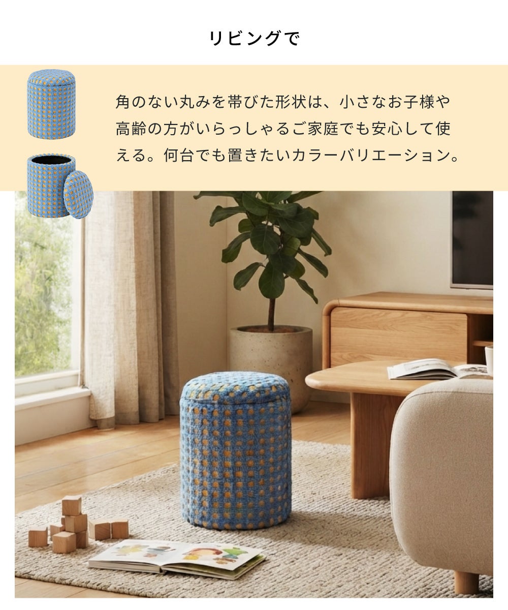 収納スツール 背もたれなし イス チェア オットマン 隠し収納 チェック